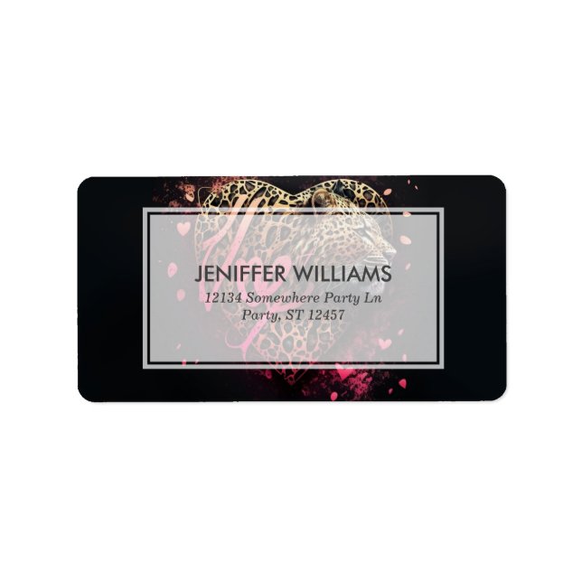 Leopard Heart Love Graffiti Art                    Adressetikett (Framsidan)