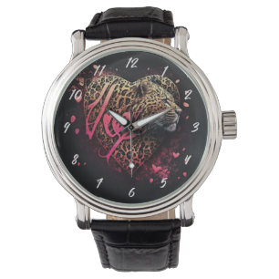 Leopard Heart Love Graffiti Art Armbandsur