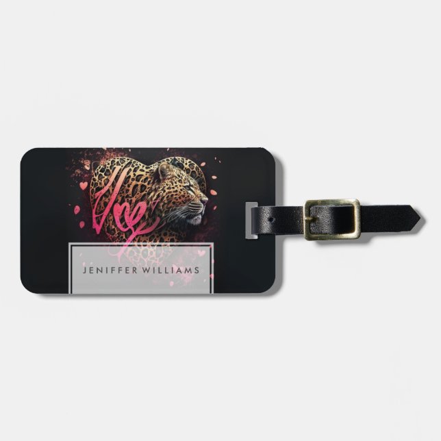 Leopard Heart Love Graffiti Art                    Bagagebricka (Horisontell Framsida)