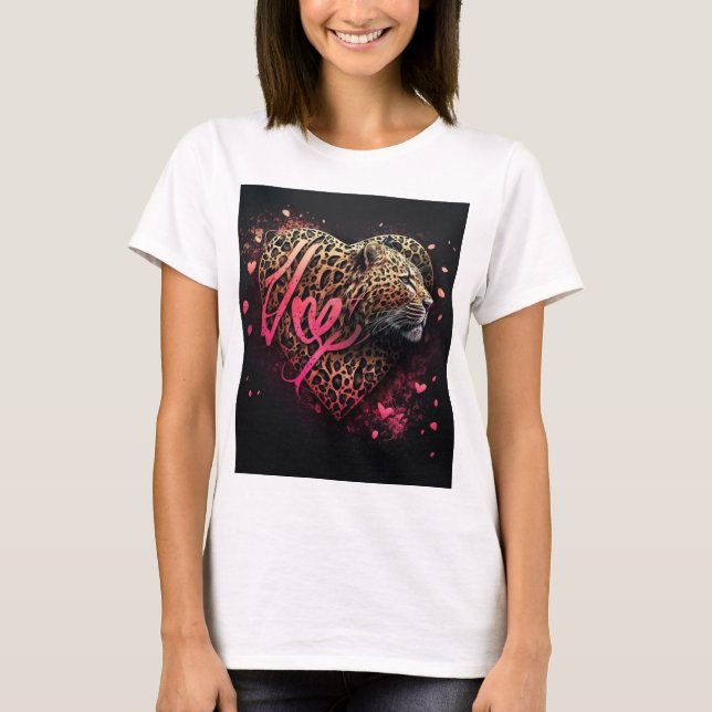 Leopard Heart Love Graffiti Art                    T Shirt (Framsida)