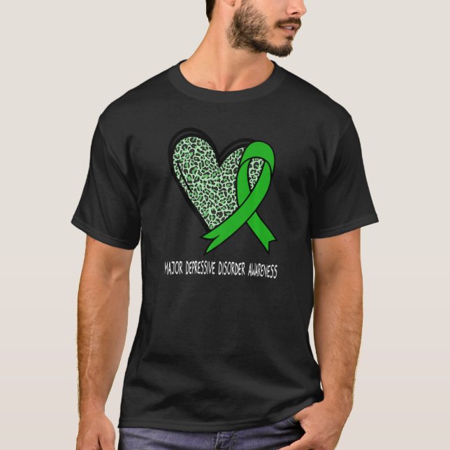 Leopard Heart Major Depressive Disorder Awareness  T Shirt (Framsida)