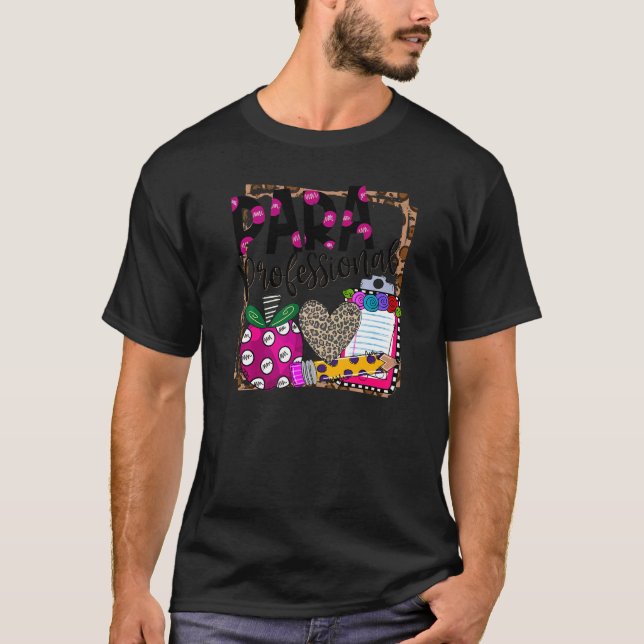 Leopard Heart Para Professionell Lärare tillbaka t Shirt (Framsida)