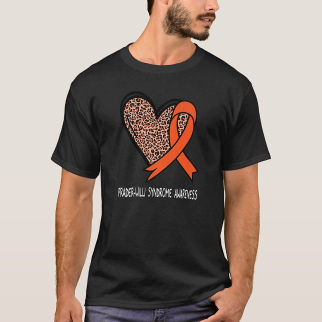 Leopard Heart Prader Willi Syndrome Awareness Oran T Shirt (Framsida)