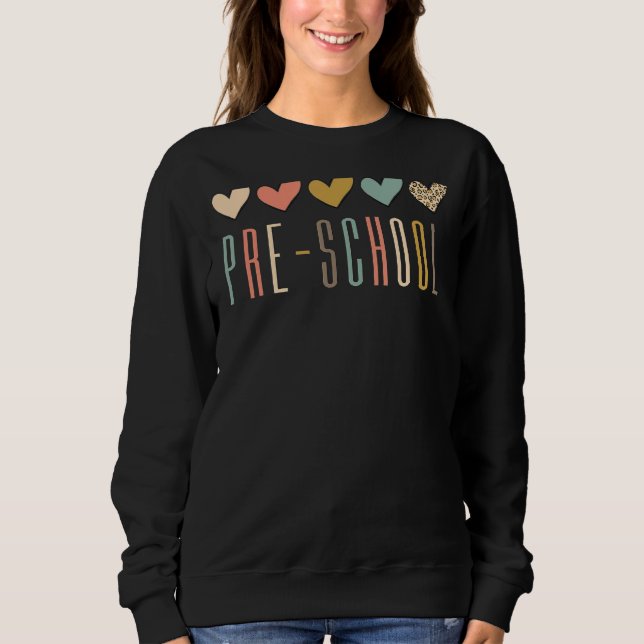 Leopard Heart Preschool Teacher Student First Day T Shirt (Framsida)