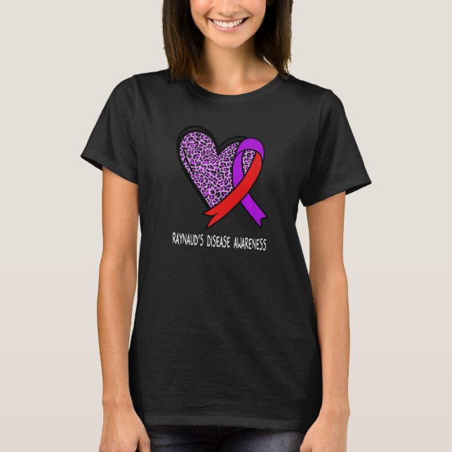 Leopard Heart Raynaudu2019s Disease Awareness Purp T Shirt (Framsida)