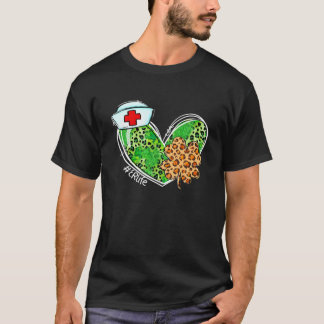 Leopard Heart Shamrock ER Life Nurse St Patricks D T Shirt