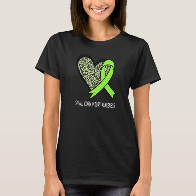 Leopard Heart Spinal Cord Injury Awareness Awarene T Shirt (Framsida)