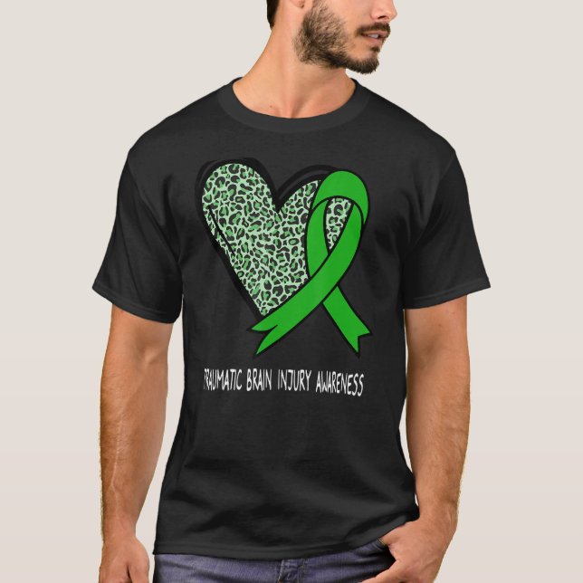 Leopard Heart Traumatic Brain Injury Awareness Gre T Shirt (Framsida)