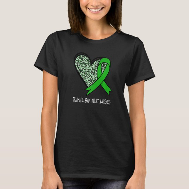 Leopard Heart Traumatic Brain Injury Awareness Gre T Shirt (Framsida)