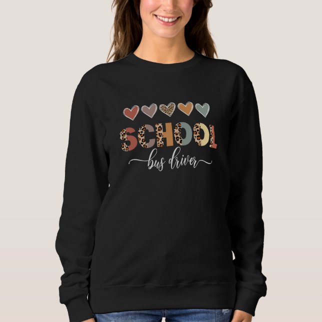 Leopard Hearts School Buss Driver Life First Day o T Shirt (Framsida)
