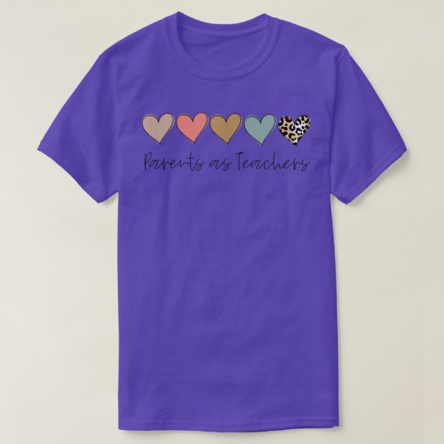 Leopard Hearts Teacher Student, föräldrar som lära T Shirt (Design framsida)