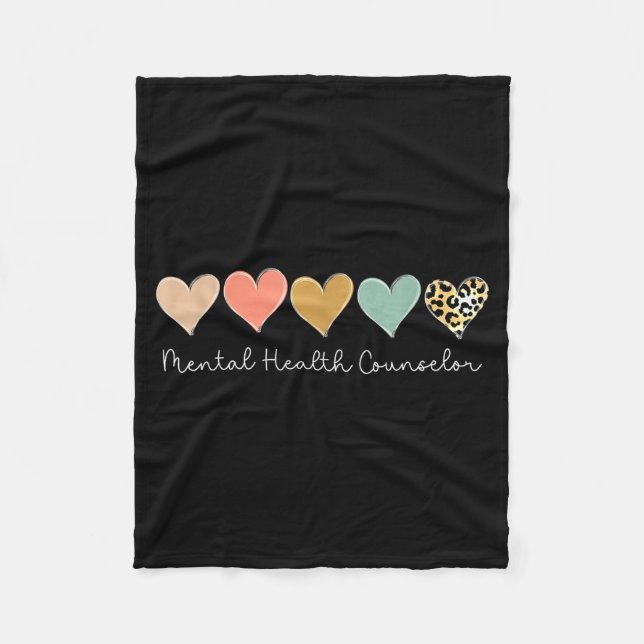 Leopard Hearts Valentine's Day For Mental Health C Fleecefilt (Framsidan)