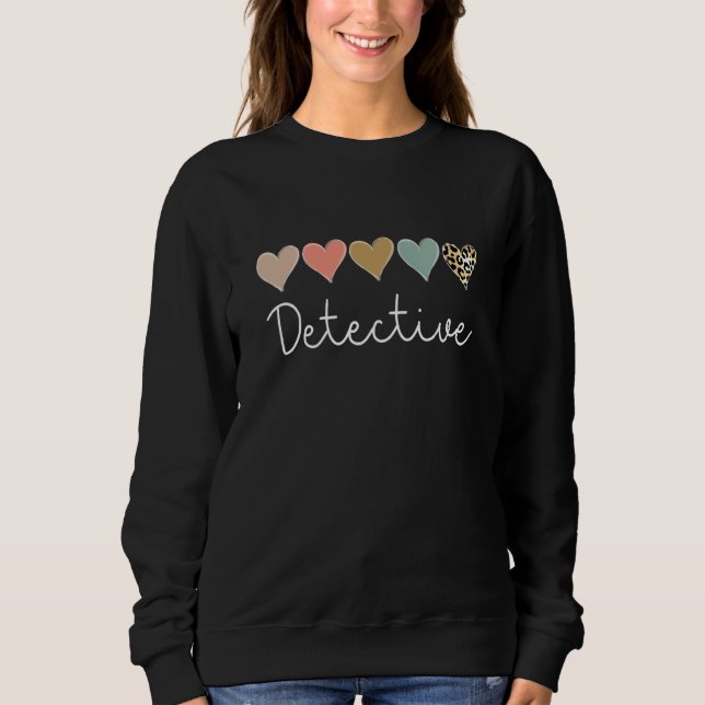 Leopard Hearts Valentine's day for Team Detective  T Shirt (Framsida)