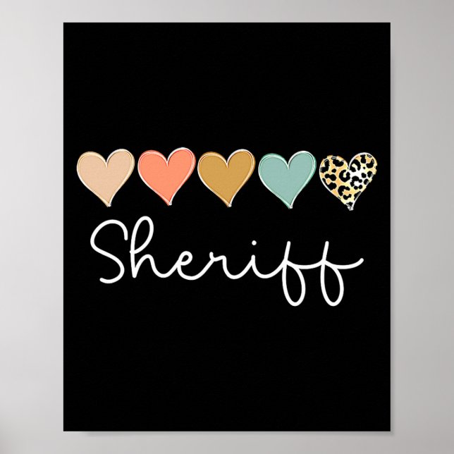 Leopard Hearts Valentines Day For Team Sheriff Va  Poster (Framsidan)