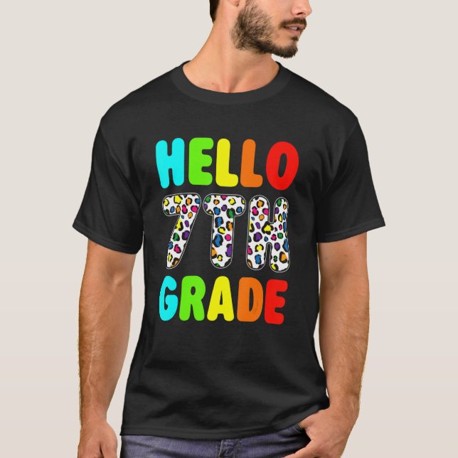 Leopard Hej 7:e Klass Back to school Cute Design T Shirt (Framsida)