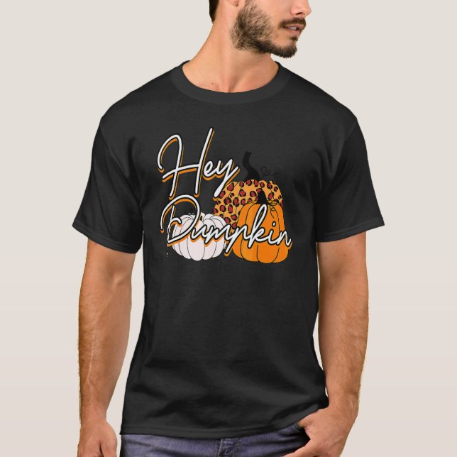 Leopard Hej Där Pumpa Höst Högtidlig Säsong Kul  T Shirt (Framsida)