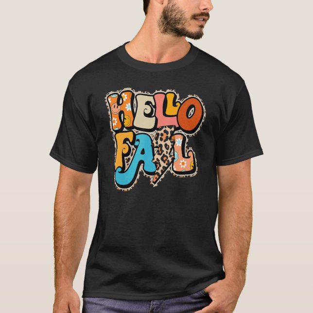 Leopard Hej Fall Roligt Pumpkin Patch Fall Autumn T Shirt (Framsida)