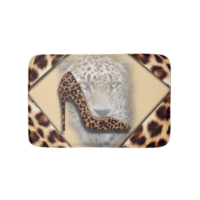 Leopard High Heel & Ansikte Design Badrumsmatta (Framsidan)
