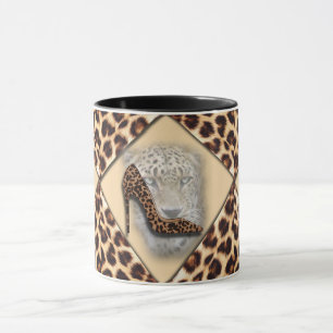 Leopard High Heel & Ansikte Design Mugg