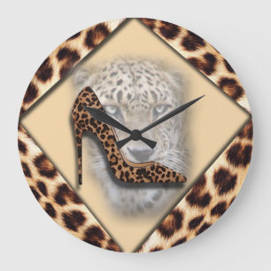 Leopard High Heel & Ansikte Design Stor Klocka