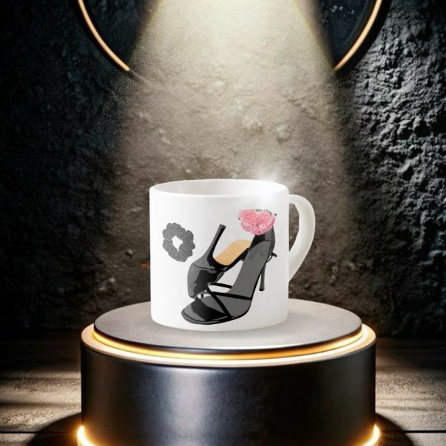 Leopard High Heel & rosa ros Mugg Espressomugg (Skapare uppladdad)