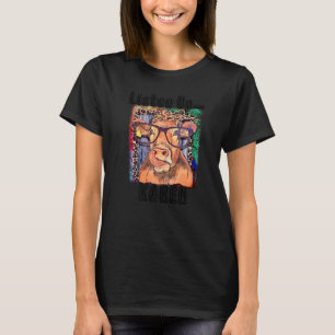 Leopard Highland Cow Glasses Lyssna upp Heifer Far T Shirt