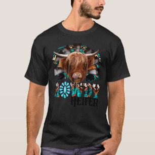 Leopard Highland Cow Howdy Heifer Westernare Land T Shirt
