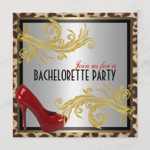Leopard & hoad röd inbjudan för hälBachelorette