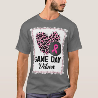Leopard Hockey Puck Game Day Vibes Breast Cancer A T Shirt
