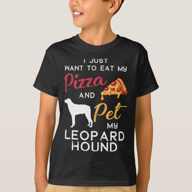 Leopard Hound Hund Pizza älskare äger jul Birt T Shirt (Framsida)