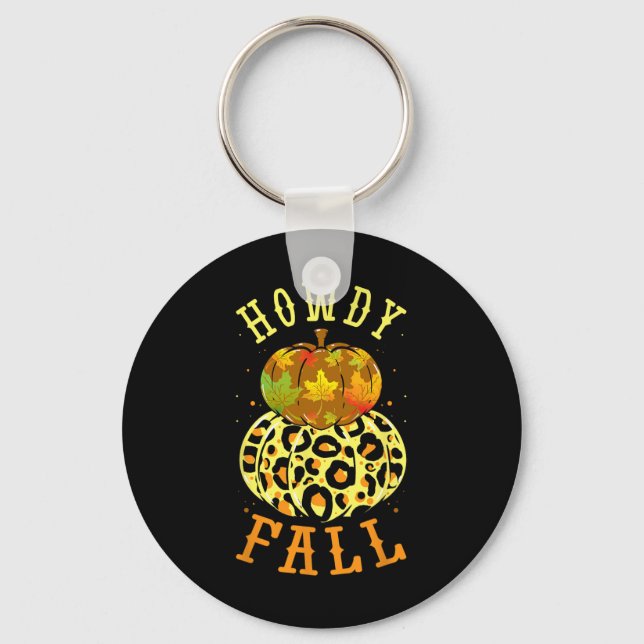 Leopard Howdy Fall Pumpkin Westernare Höst löv Nyckelring (Framsida)