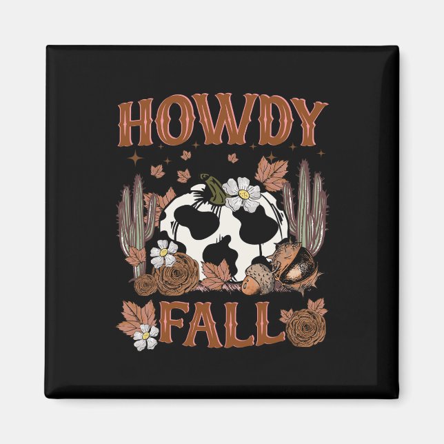Leopard Howdy faller Western Pumpkin Autumn Fall T Magnet (Framsidan)