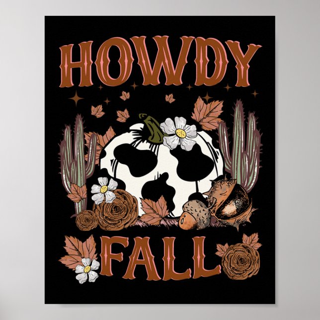 Leopard Howdy faller Western Pumpkin Autumn Fall T Poster (Framsidan)