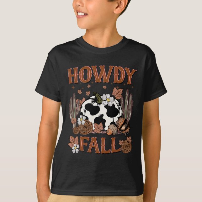 Leopard Howdy faller Western Pumpkin Autumn Fall T Shirt (Framsida)