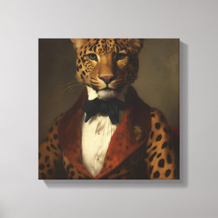 Leopard i Kostym Djurart Djur i Kostym Canvastryck