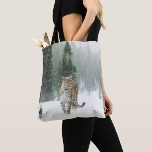 Leopard i Snö Tygkasse