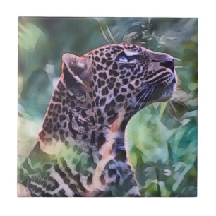 Leopard i solljus kakelplatta