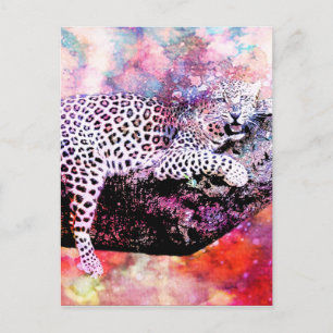 LEOPARD I TRÄD VYKORT