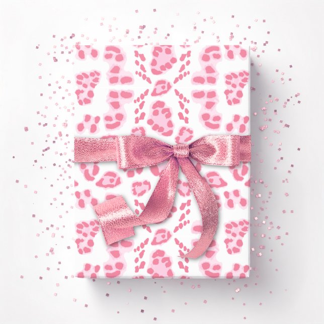 Leopard Ikat in Pink Presentpapper (Skapare uppladdad)