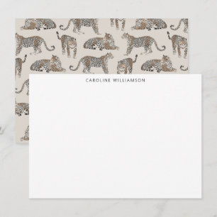 Leopard Illustrerad Personlig Brevpapper Namn Anteckningskort