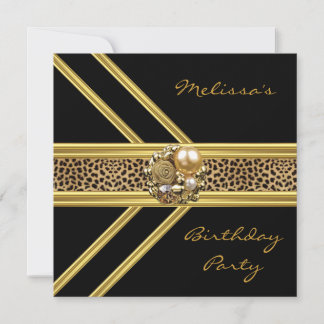 Leopard-inbjudan Elegant Black Velvet guld jewel Inbjudningar