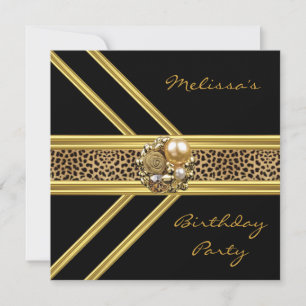 Leopard Inbjudan Elegant svart sammet guld juvel