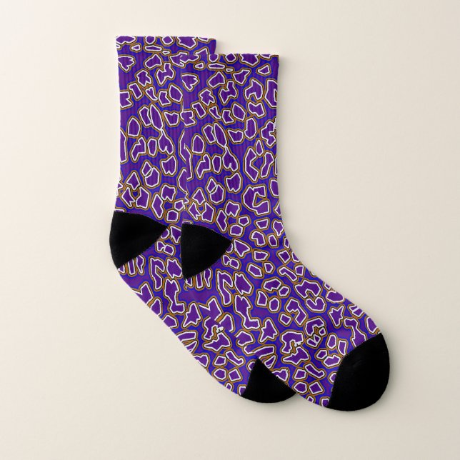 Leopard Inspired Lila Guld Socks Strumpor (Par)