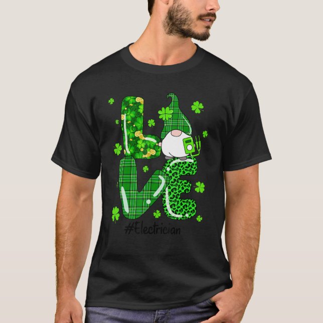 Leopard Irish Grönt Play Electrician Gnome St Pat T Shirt (Framsida)