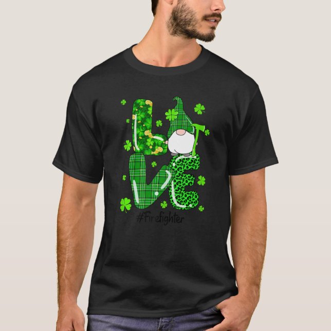 Leopard Irish Grönt Play Firefighter Gnome St.Pat T Shirt (Framsida)