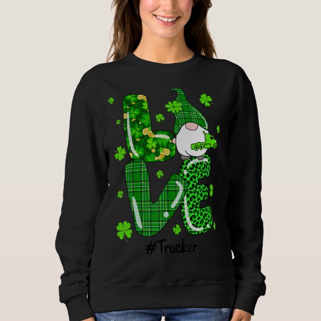 Leopard Irish Grönt Play Trucker Gnome St Patrick T Shirt (Framsida)