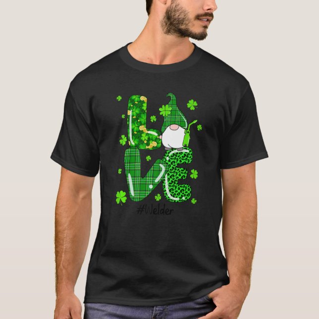 Leopard Irish Grönt Play Welder Gnome St Patrick T Shirt (Framsida)