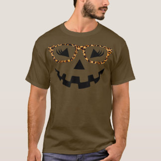Leopard JackOLantern Ansikte glasse Pumpkin Eyelas T Shirt