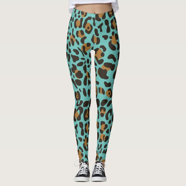 Leopard Jaguar Animal Print Mönster Leggings (Framsida)