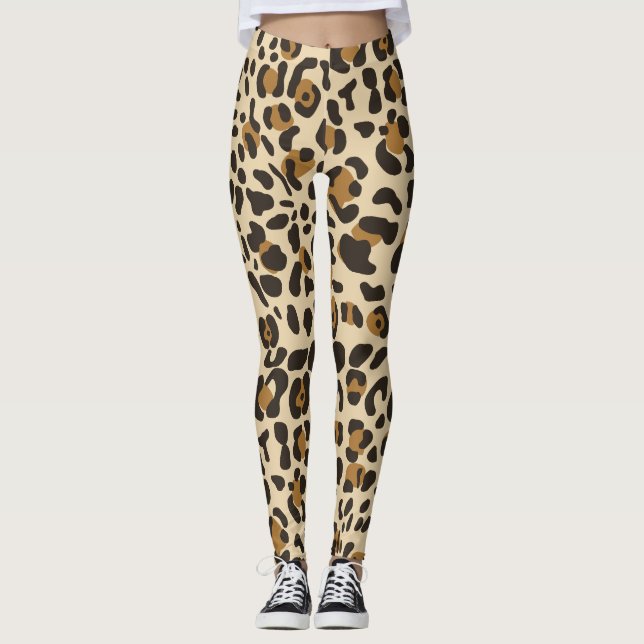 Leopard Jaguar Animal Print Mönster Leggings (Framsida)